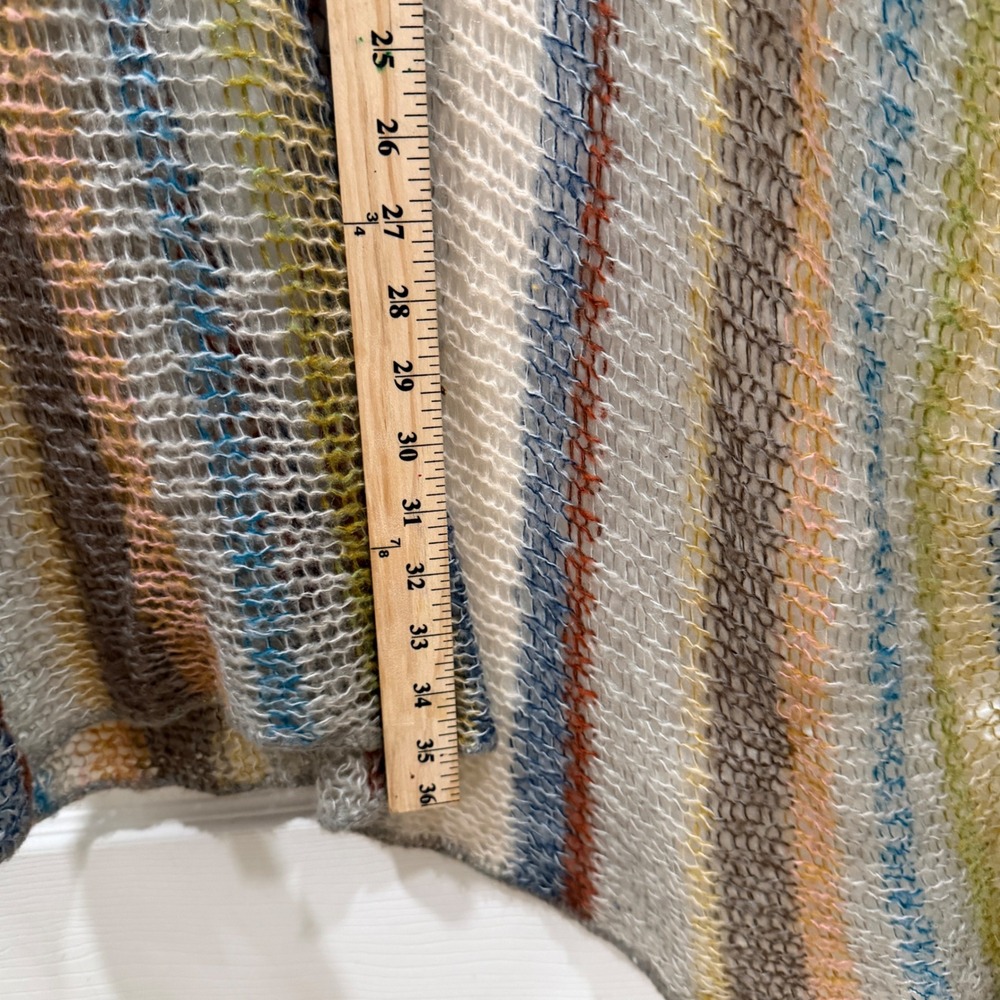 Relais Mohair Blend Open Knit Duster Cardigan Striped Multi Color Medium - Picture 6 of 9